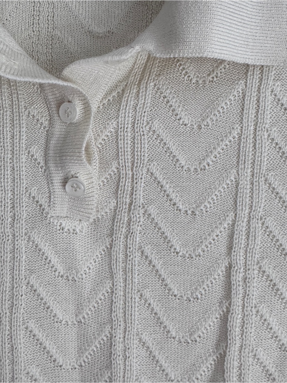 Tahari Cream Short-Sleeve Cable Knit Polo Sweater - Picture 8 of 13